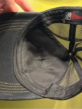 Black Mesh Trucker Cap with Yellow Stitching